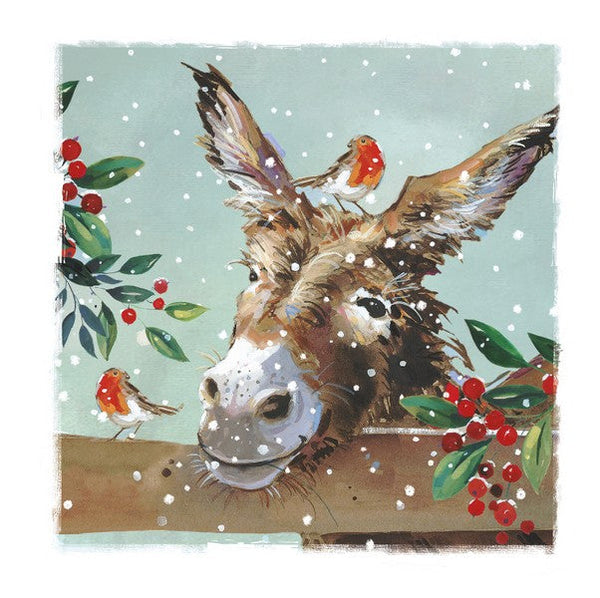 Charity Christmas Cards - 6 Cards - Donkey And Robin