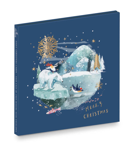 Christmas Cards - 8 Christmas Cards in Wallet Pack - Arctic Christmas