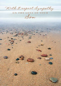 Sympathy Card - Loss Of Son - Stoney Beach After Sunset
