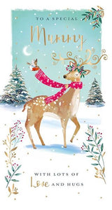 Christmas Card - Mummy - Reindeer In Snow