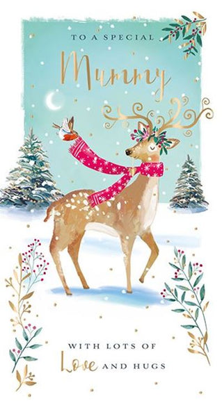 Christmas Card - Mummy - Reindeer In Snow