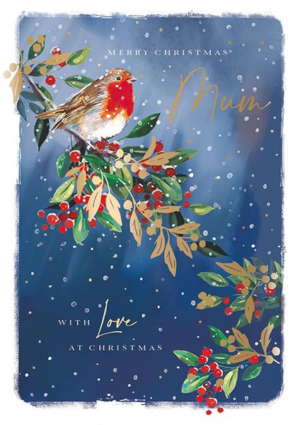 Christmas Card - Mum - Winter Robin