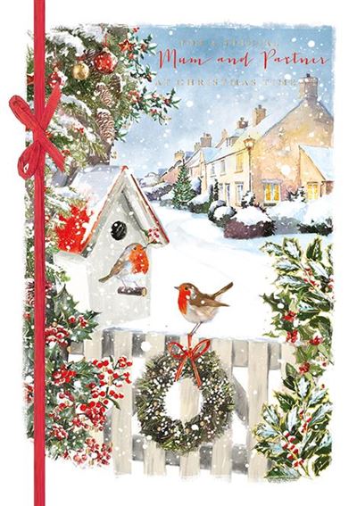 Christmas Card - Mum and  Partner - Christmas Robins