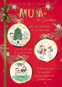 Christmas Card - Mum - Family Baubles