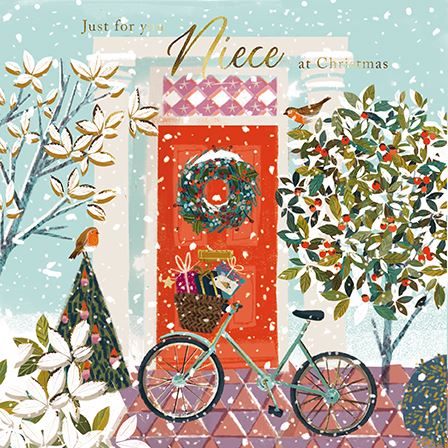 Christmas Card - Niece - Bicycle By Front Door