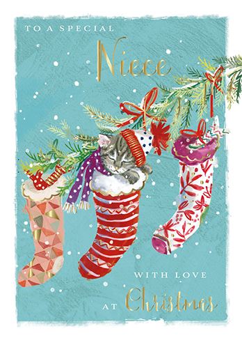 Christmas Card - Niece - Christmas Kitten