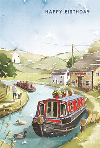 Birthday Card - Barge/Canal