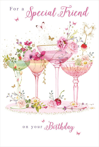 Birthday Card - Special Friend - Floral Cocktails