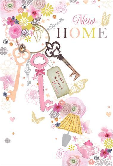 New Home Card - Floral Keys