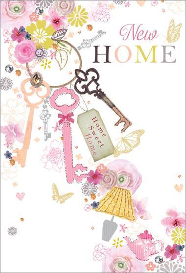 New Home Card - Floral Keys from Nigel Quiney Publications, English Cards in France