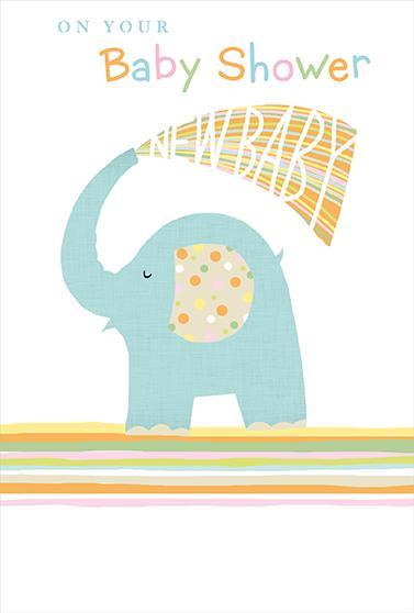 New Baby Card - Baby Shower - Elephant Shower
