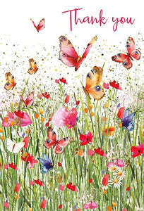Thank You Card - Field of Butterflies