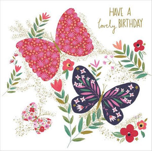 Birthday Card - Floral Butterflies