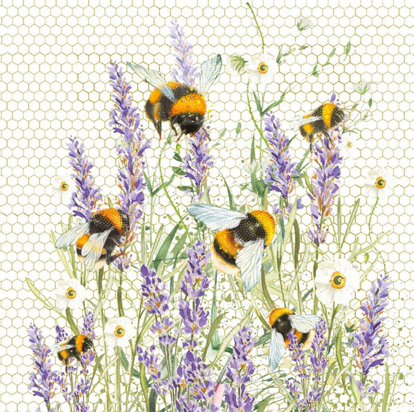 Blank Card - Bees in Lavender