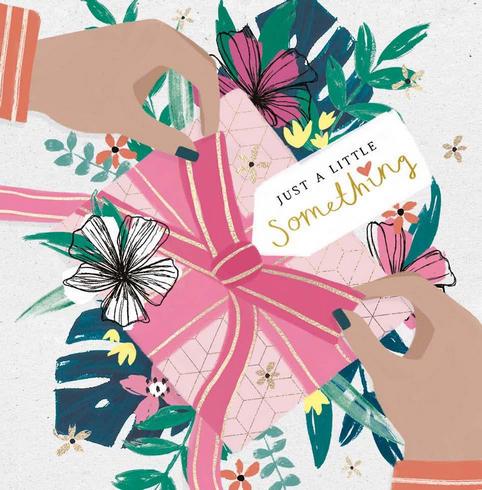 Birthday Card - Hands/Flowers/Gift