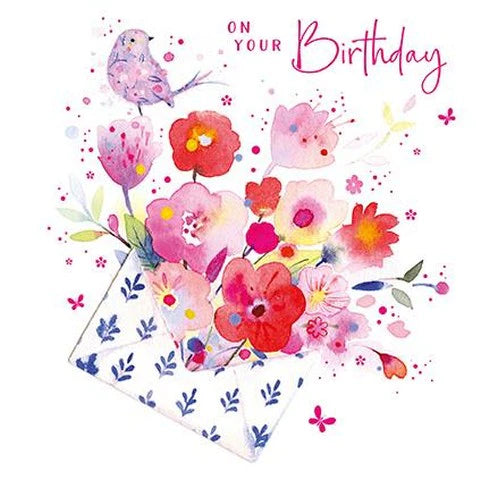 Birthday Card - Flowers In Envelope