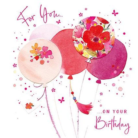 Birthday Card - Floral Balloons