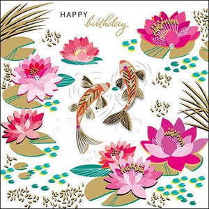 Birthday Card - Waterlilies and Carp