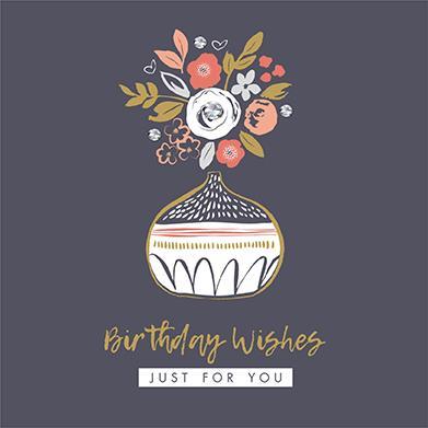 Birthday Card - Peach Vase