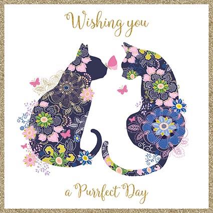 Birthday Card - Floral Cats from Nigel Quiney Publications, English Cards in France