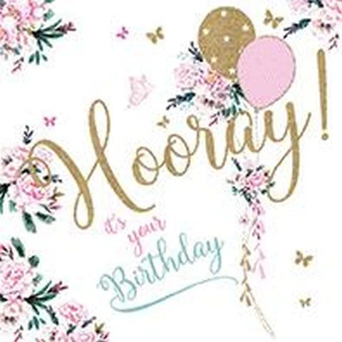 Birthday Card - Hooray Balloons