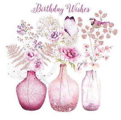Birthday Card - Glass Vases
