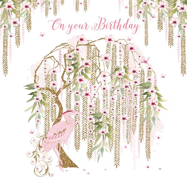 Birthday Card - Willow Tree & Heron