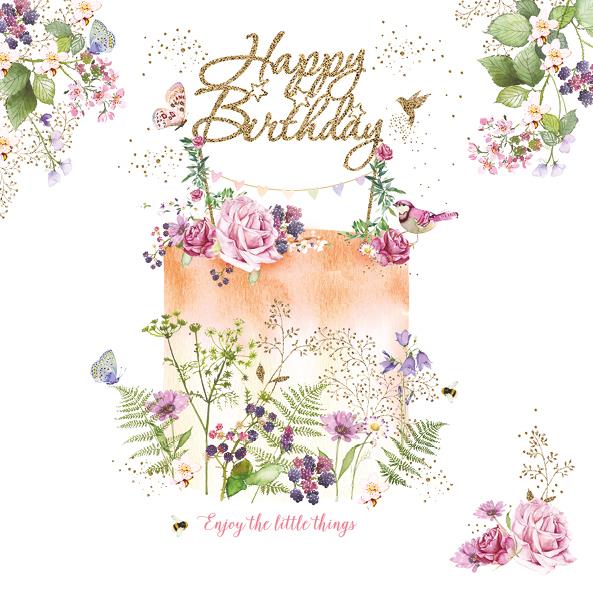 Birthday Card - Floral Birthday Cake