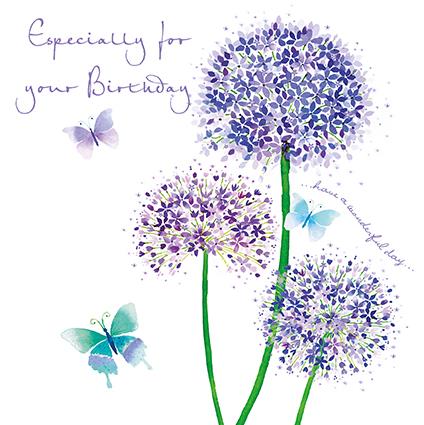 Birthday Card - Allium/Butterflies