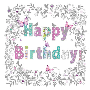 Birthday Card - Floral Text