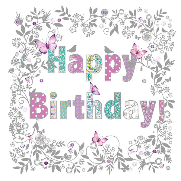 Birthday Card - Floral Text
