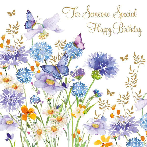 Birthday Card - Blue Allium/Butterfly