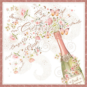 Birthday Card - Floral Champagne from Nigel Quiney Publications, English Cards in France