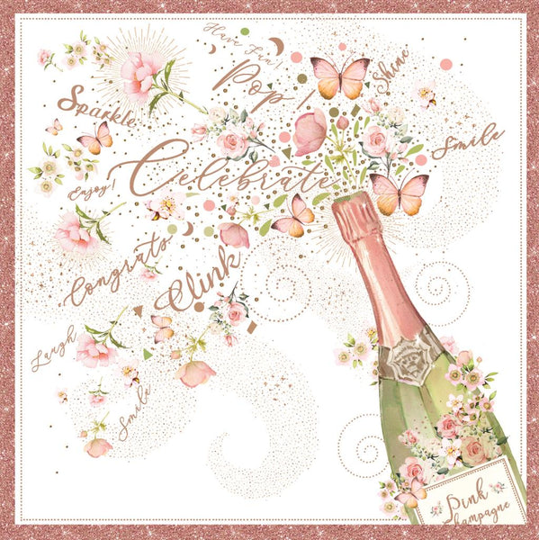 Birthday Card - Floral Champagne