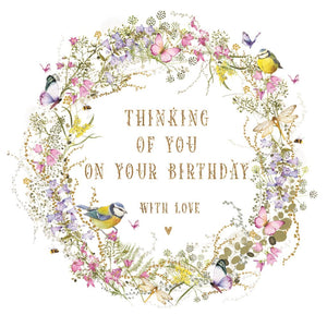 Birthday Card - Blue Tit Wreath