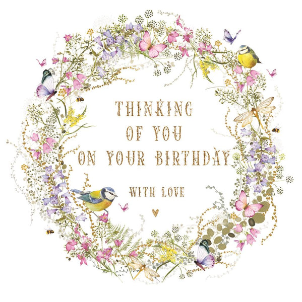 Birthday Card - Blue Tit Wreath