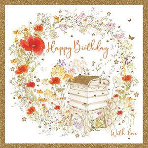 Birthday Card - Beehive Flowers from Nigel Quiney Publications, English Cards in France