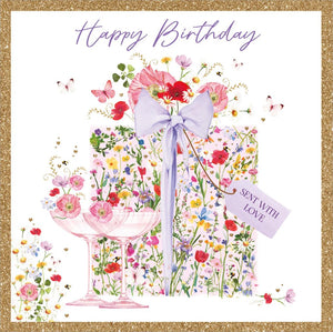 Birthday Card - Flower Present from Nigel Quiney Publications, English Cards in France