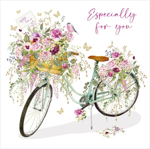 Birthday Card - Floral Bike/Bird from Nigel Quiney Publications, English Cards in France