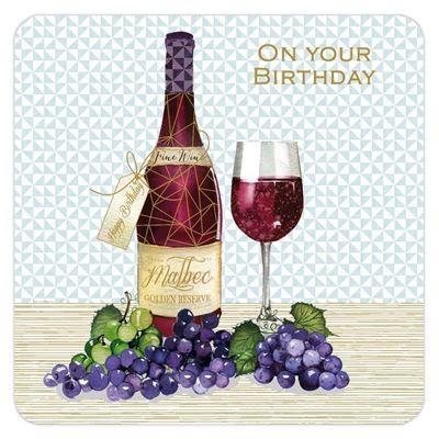 Birthday Card - Wine And Grapes