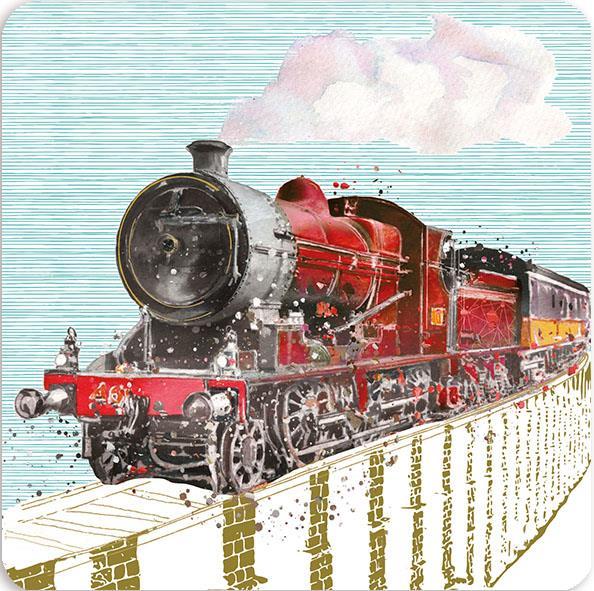 Birthday Card - Red Steam Train
