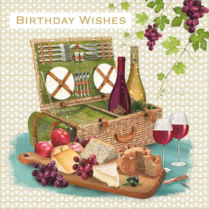 Birthday Card - Wine & Cheese Basket