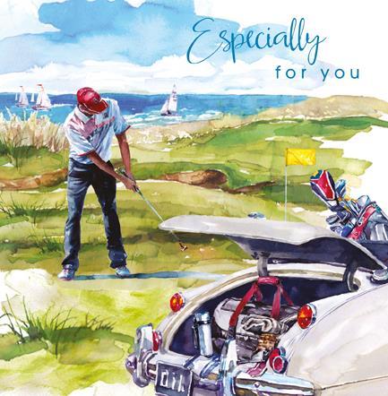 Birthday Card - Golf & Sports Car