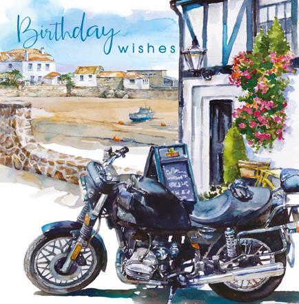 Birthday Card - Motorbike/Bay