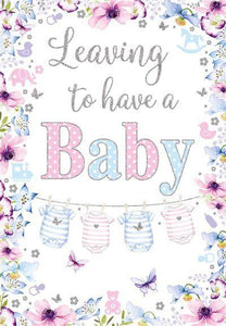 Leaving Card - Leaving To Have A Baby - Pink Blue Flowers