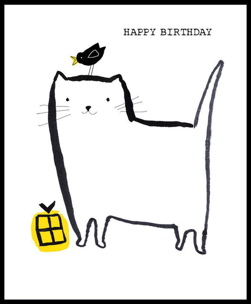 Children's Birthday Card - Cat And Birdie