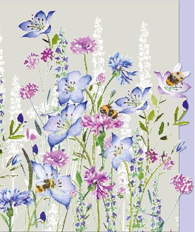Blank Card - Blue Wild Flowers/Bees