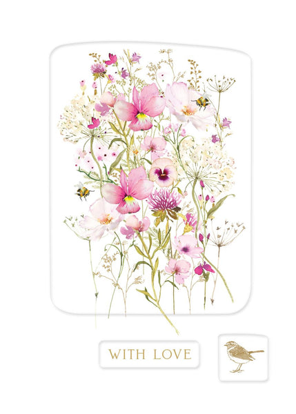 Birthday Card - Pretty Pink Flowers from Nigel Quiney Publications, English Cards in France