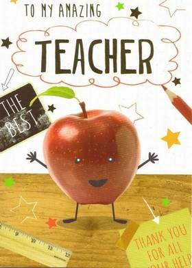 Thank You Card - Thank You Teacher - Teaching Apple from Nigel Quiney Publications, English Cards in France