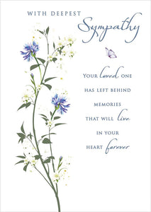 Sympathy Card - Blue & White Floral